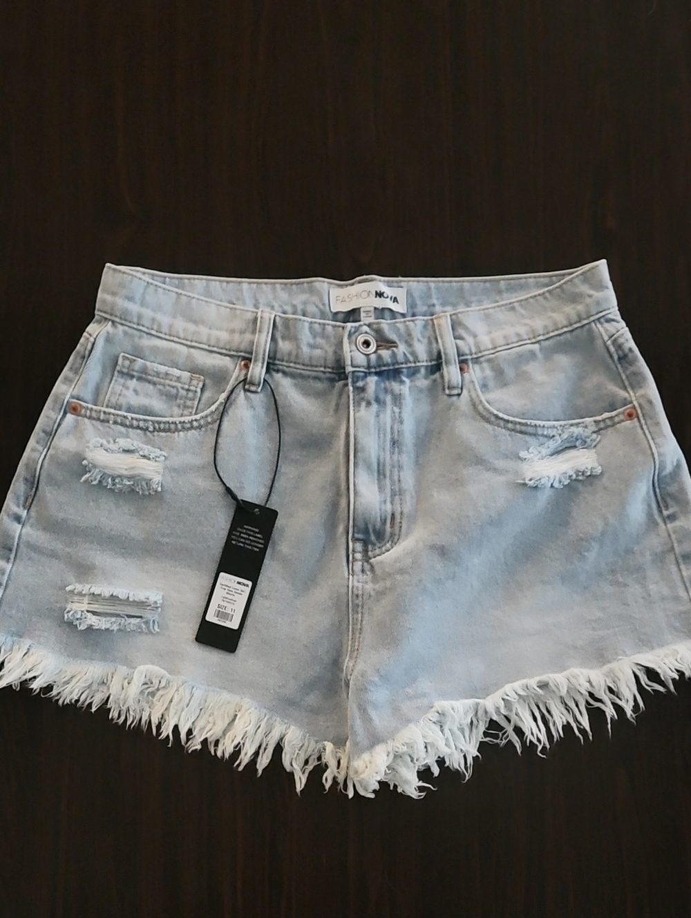 Fashion Nova Light Wash Distressed Jean Shorts - Light Blue